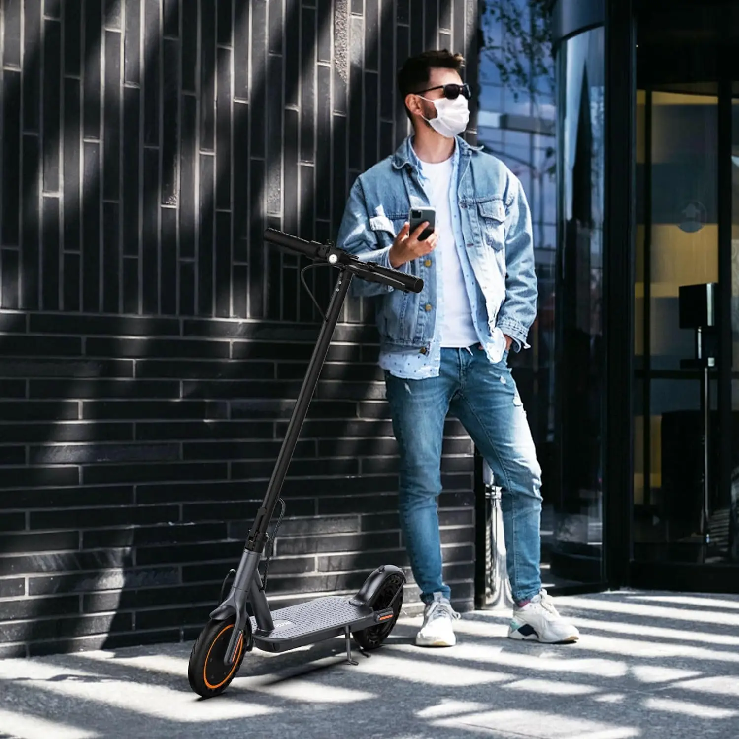 Electric Scooter for Adults, 18/12 Miles Long Range Commuting Electric Scooter with Cruise Control, Double Braking Systems