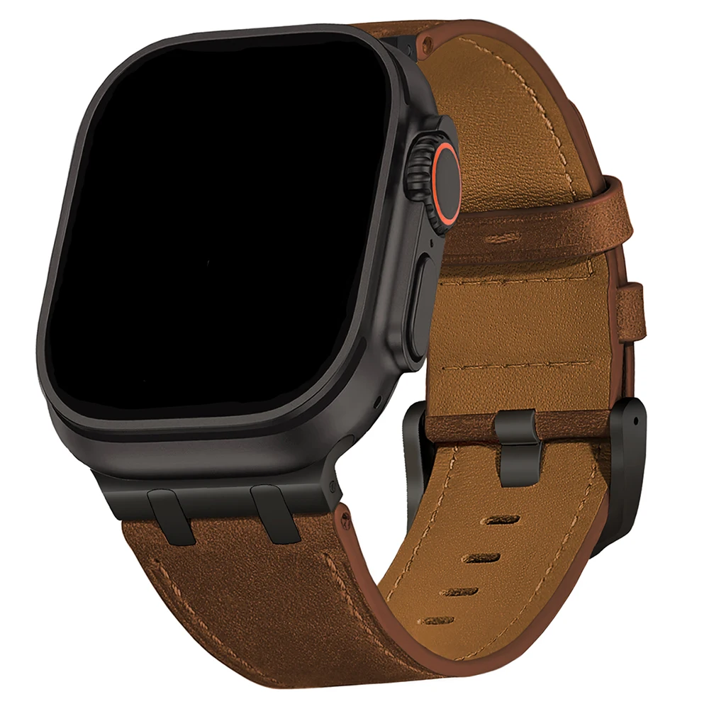 CAOWTAN Lederarmband für Apple Watch Ultra 3 2 49mm Serie 11 10 46mm Luxus-Armband für iWatch 10 9 8 7 6 5 4 SE Ultra 44 45mm 6