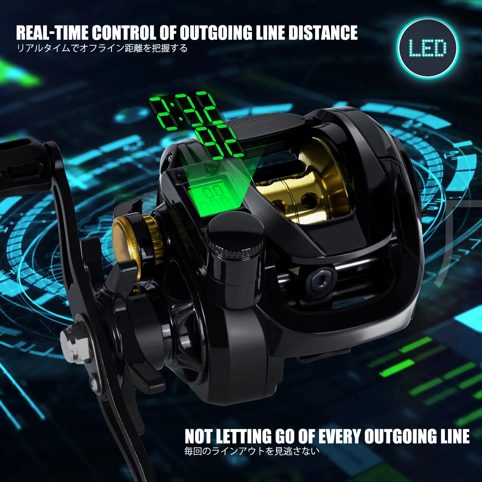 New Led Screen Electronic Fishing Reel Baitcasting High Speed 7.2:1 10kg Waterproof Saltwater Cast Drum Wheel Moulinet Casting