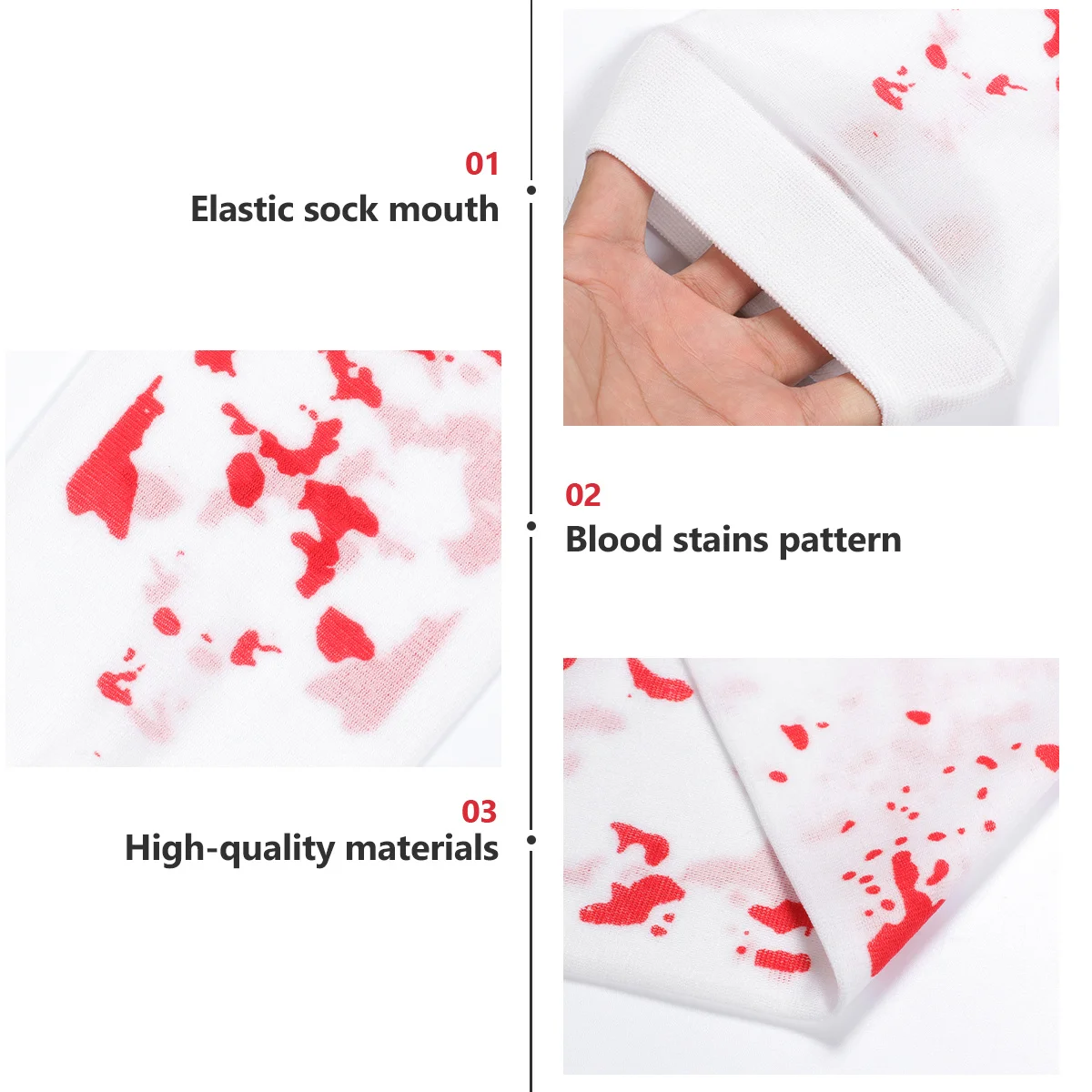 زوجان من جوارب الهالوين بتصميم دموي، جوارب طويلة خفيفة الوزن ومسامية، مثالية لحفلات الهالوين