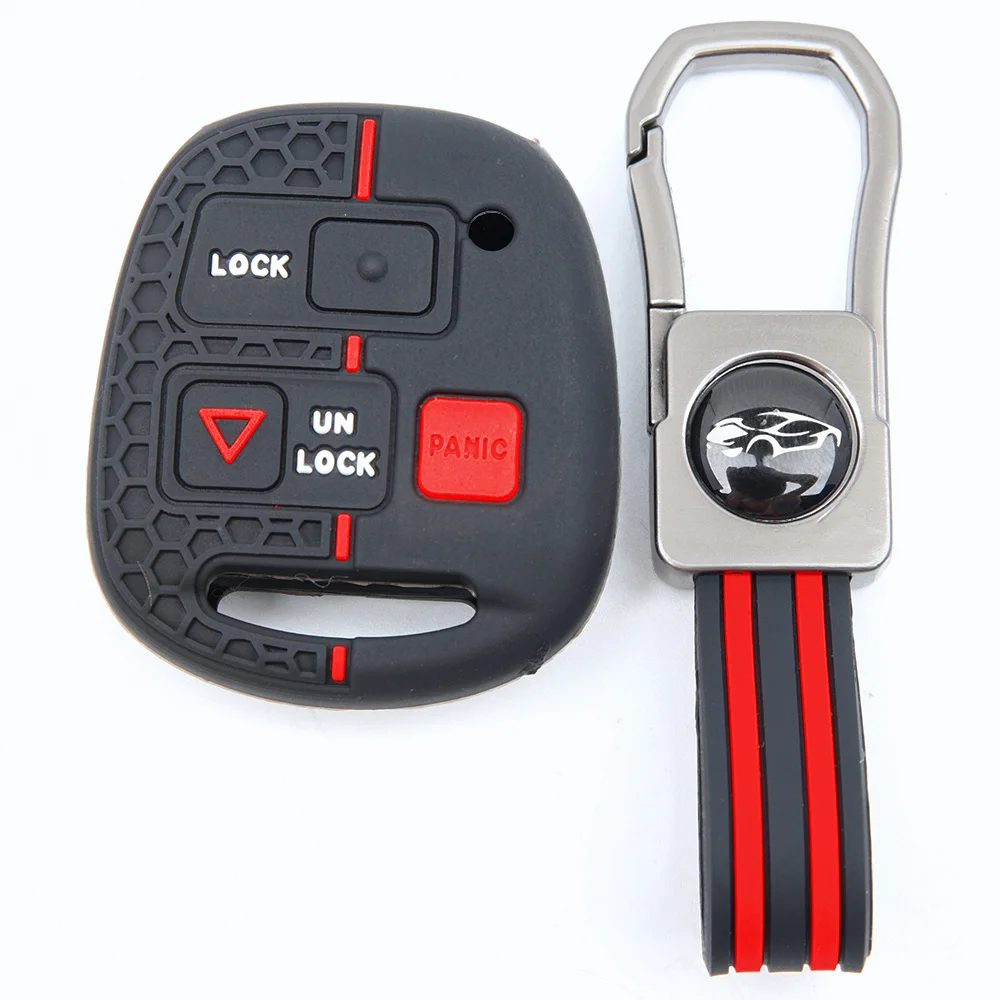 For Toyota FJ Cruiser Land Cruiser Prado 4Runner Silicone Remote Fob Holder Lanyard Key Ring Button Access Protection