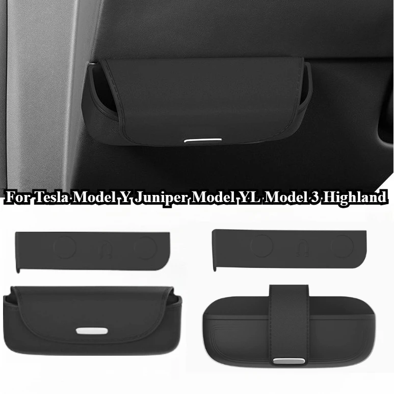 For Tesla Model Y Juniper Model YL Model 3 Highland Sun Visor Glasses Case Glasses Holder Storage Box Magnetic Closure Design
