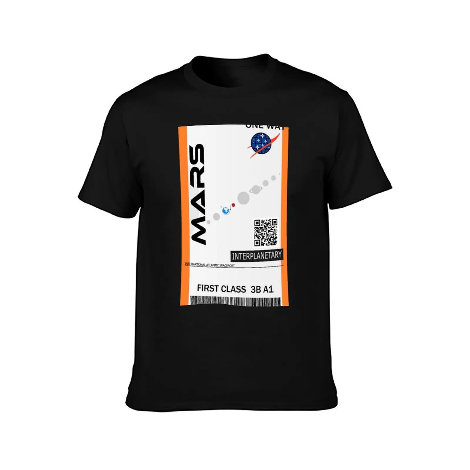 Mars space ticket T-Shirt Vintage Print Crew Neck Tee T-Shirt