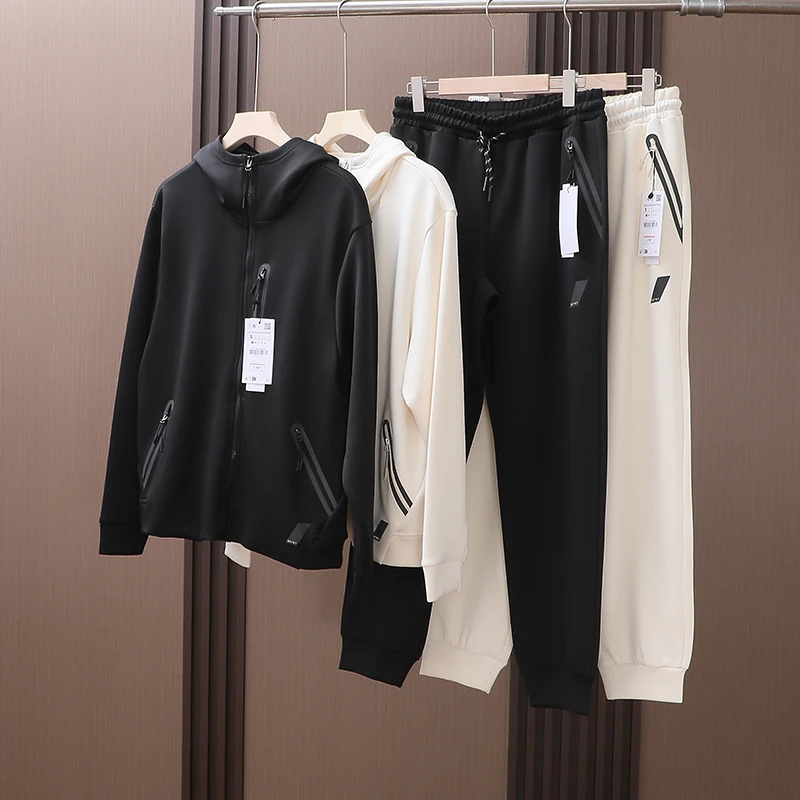 

Migaino Men's Sportswear Set Air Layer Fabric Hoodie Pants Waed Long Sve Zipper Closure Casual Spring Collection