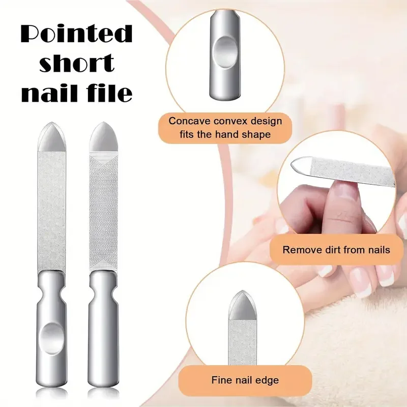 

1pc Stainless Steel Nail Files Kit Double-Sided Metal Nail File & Buffer Brown Manicure Pedicure Tools for Fingernail Toenail