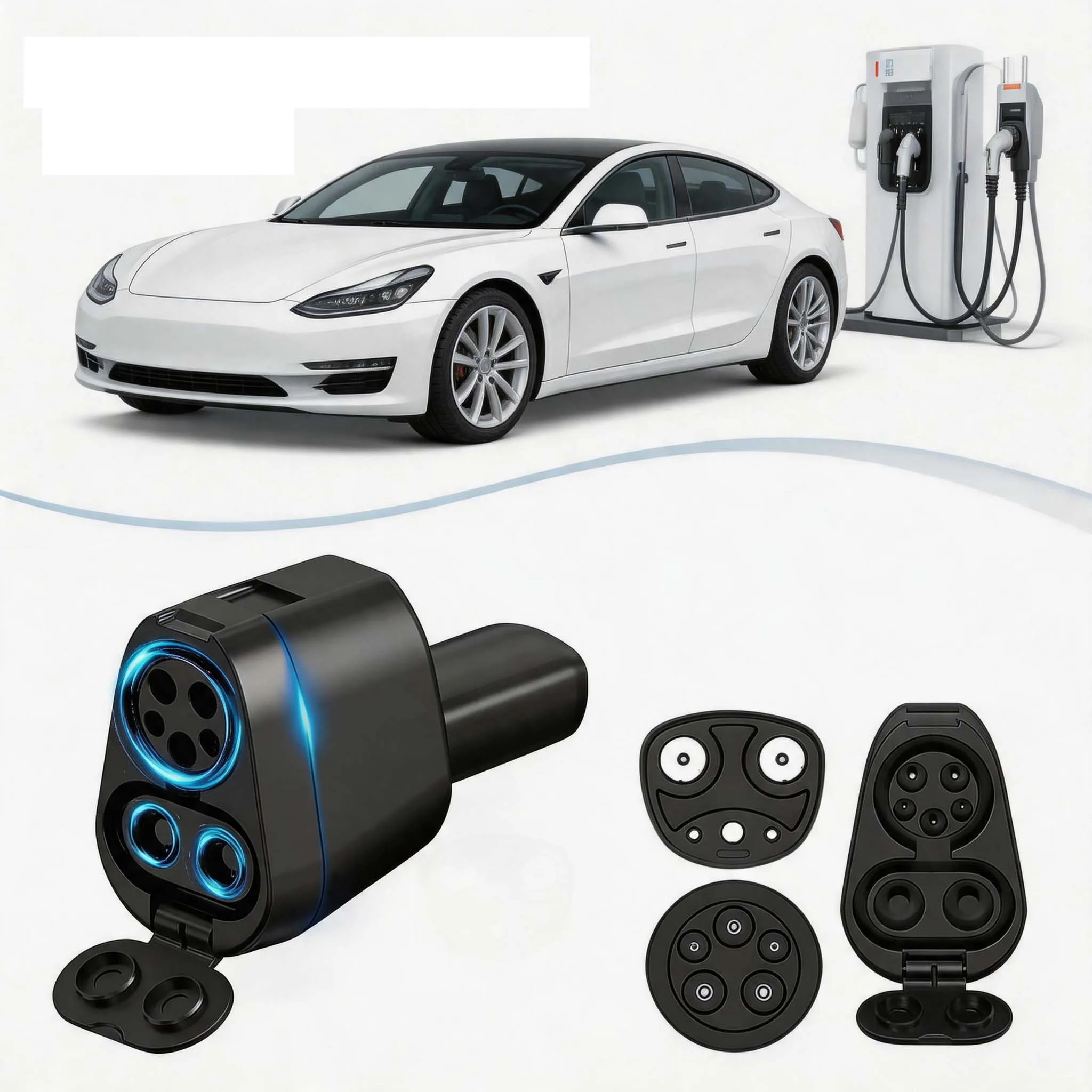 Portable CCS1 J1772 EV Charger Adapter 250KW For Tesla Model 3 Y X S AC DC Quick Charge EV Charging Connector Converter