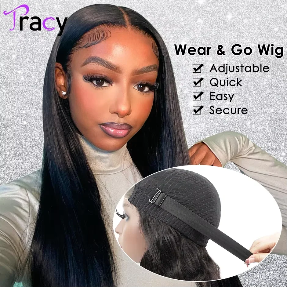 Tracy Hair Wear and Go Glueless Straight Wigs Pre Cut Pre Bleached Knots Ready To Wear HD 4x6 Closure Wigs Human Hair For Women