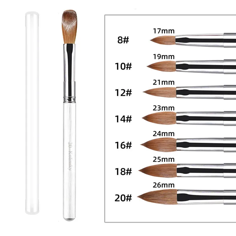 

1 шт., кисть для дизайна ногтей Kolinsky Sable, акриловая УФ-гель-ручка для наращивания, лак для ногтей, кисть для рисования 8 # -20 #