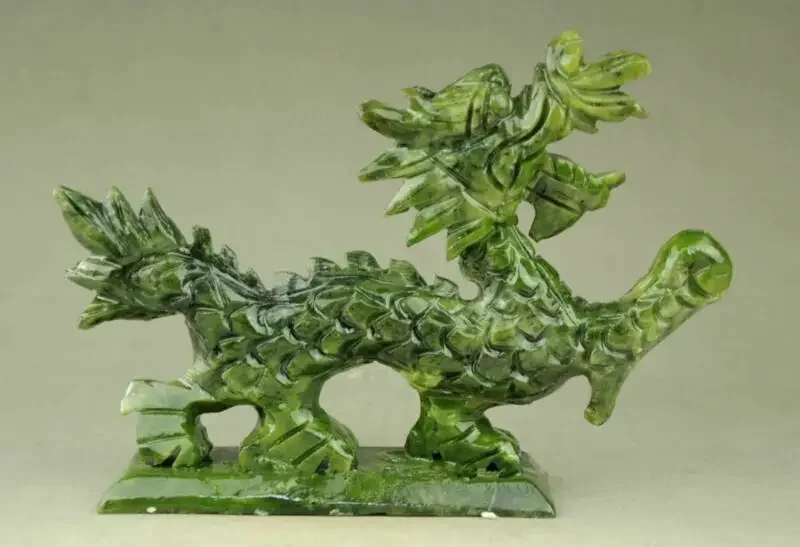 

100% Exquisite Natural Jade Handmade Hand-Carved Dragon Statues Desk Decoration Figurines Home Accessories Collection Ornaments