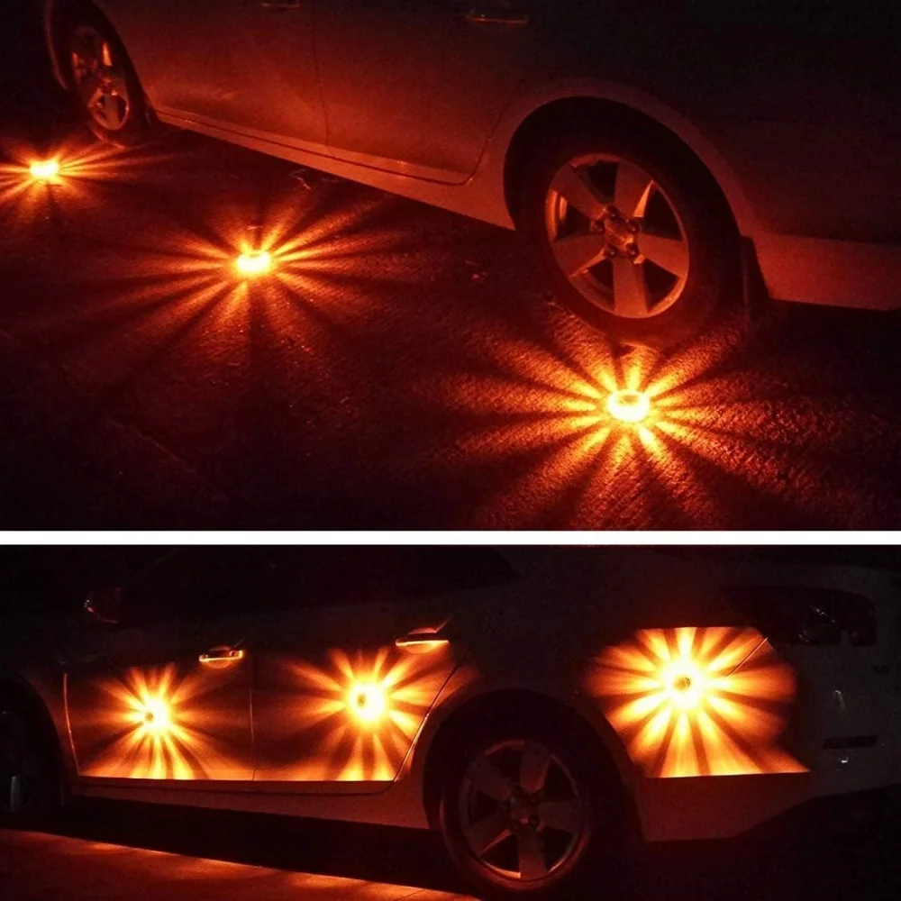 USB Rechargeable LED Road Flares Emergency Lights，Flashing Warning Flare Kit with Magnetic Base, Hooks to Hang & Carrying Bag