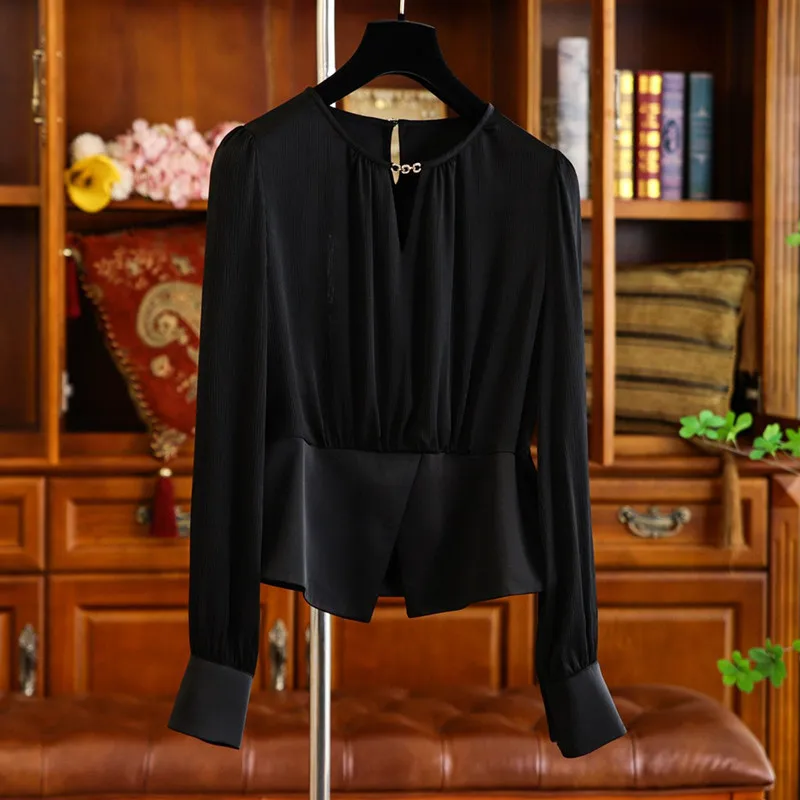 2024 New Long Sleeve Chiffon Blouse Women Shirt Camisas De Mujer