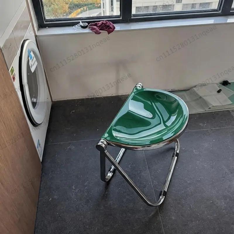 Modular Folding Stool Chrome-plated Steel Frame Space-saving Environmentally Friendly Seat Indoor and Outdoor Portable