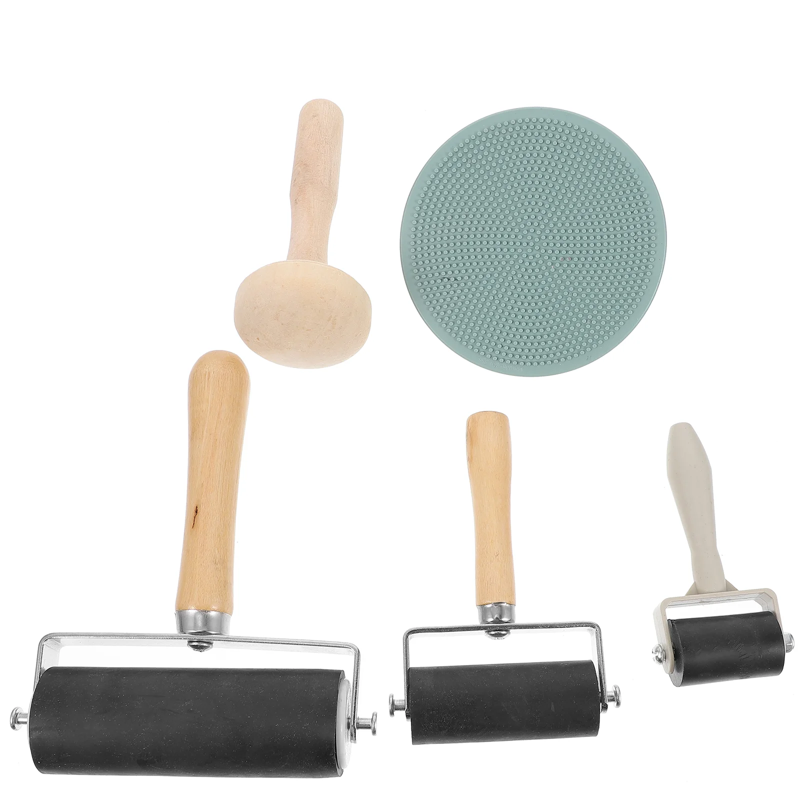 Conjunto de rolo brayer de borracha rolo de impressão de madeira portátil rolo brayer impressão cola rolo aplicador de tinta
