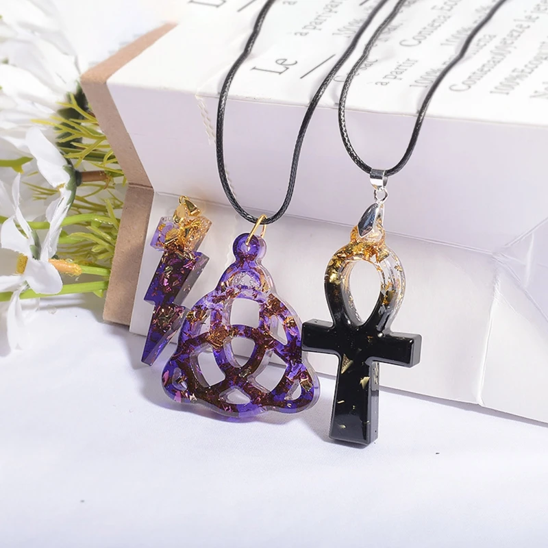 Diy Crystal Epoxy Mold Necklace Ornament Mold Hanging Pendant Decoration Pentagram for Sun Flower Keychain Silicone Mold