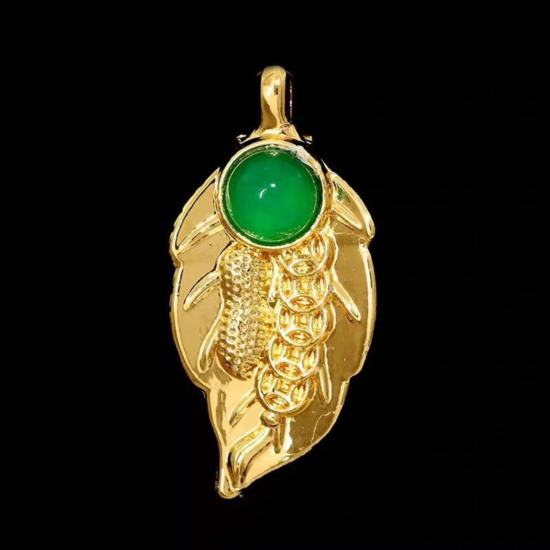 Natural Agate Chalcedony Inlaid Transshipment Jade Pendant Attracts All-match