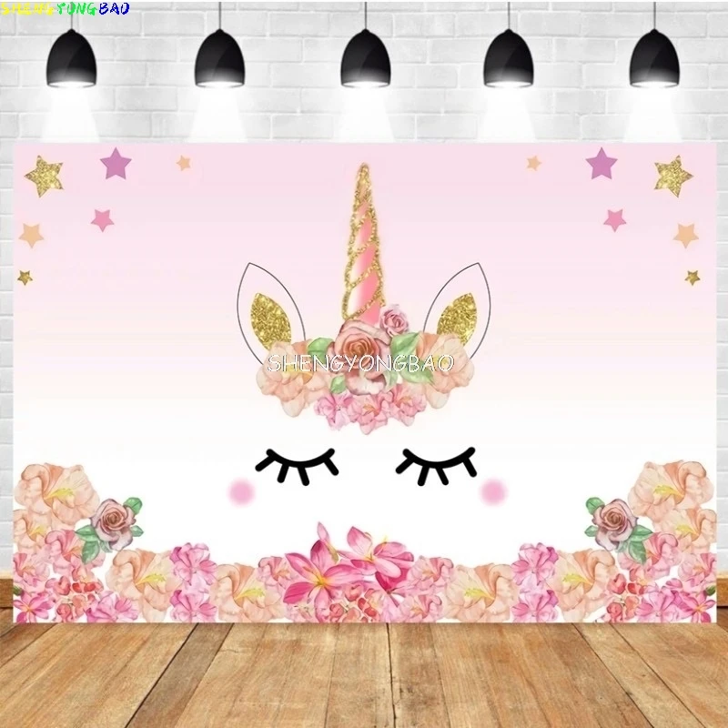 Cenários fotográficos com tema de unicórnio arco-íris, decoração de festa de primeiro aniversário de bebê, fundo de estúdio fotográfico XM-01