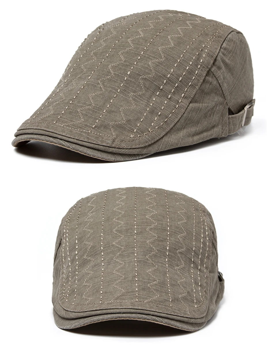 Vintage Newsboy-Mütze für Herren, lässige Schirmmütze, Sommermode, Baumwoll-Flatcap für Herren, Original Marken-Baskenmütze, verstellbar – Detail 6