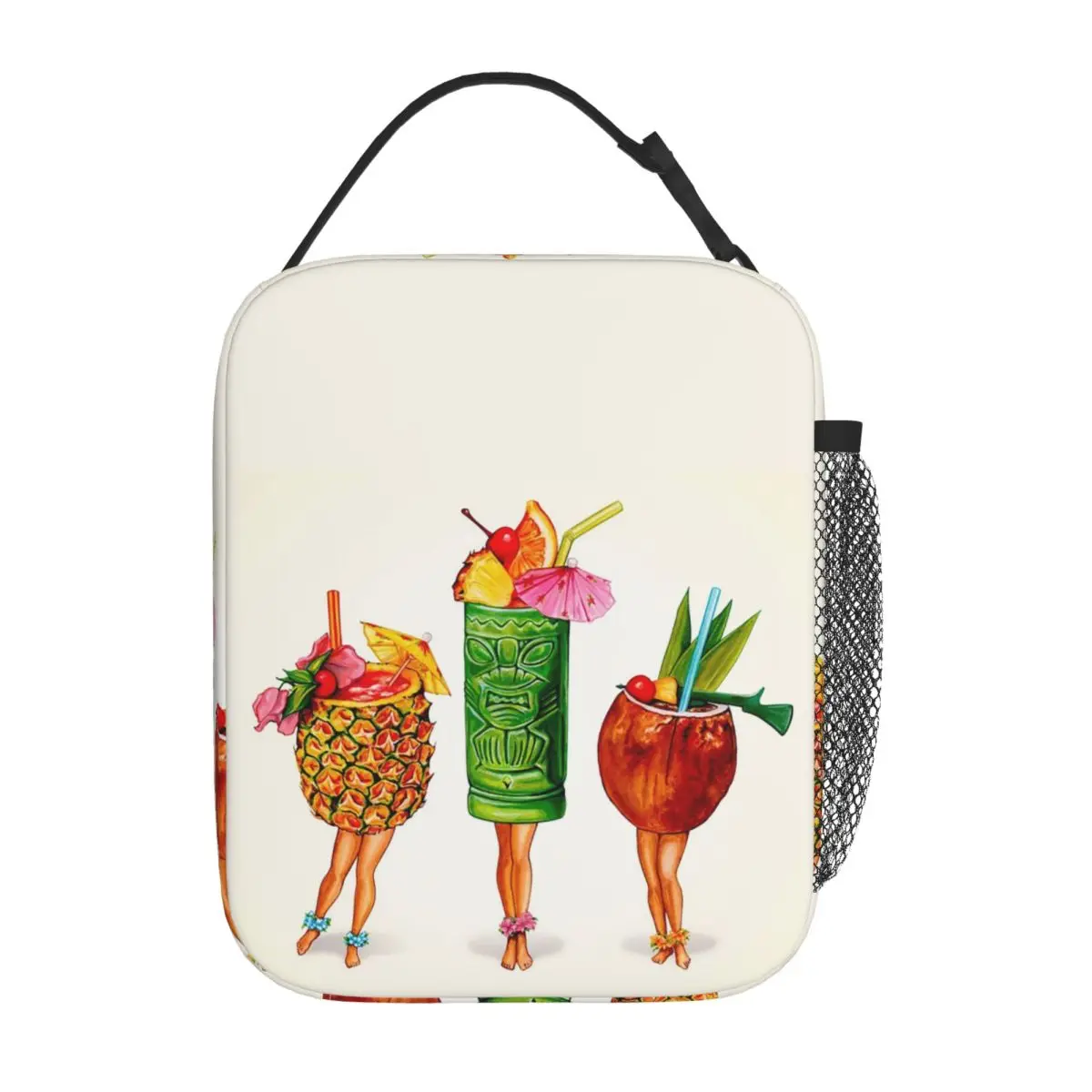 Tiki Cocktail Pin-Up Insulated Lunch Bag for Women Kids Portable Food Boxes Thermal Lunch Box Tote