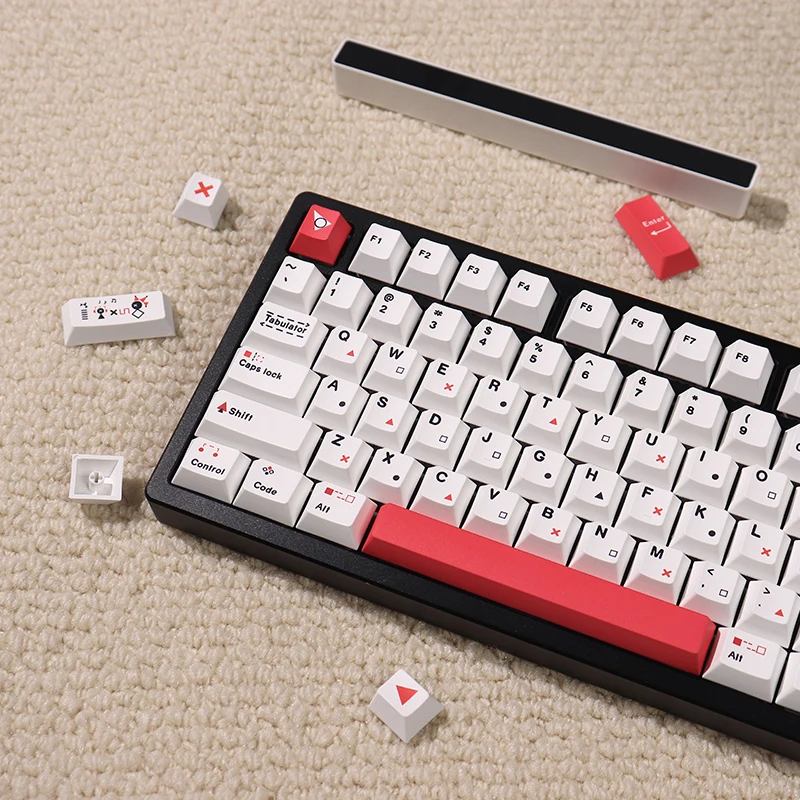 

Grid Game Theme Minimalist White Keycaps Cherry profile Dye-sublimation PBT Keycaps Milky White Key caps for Mechanical Keyboard