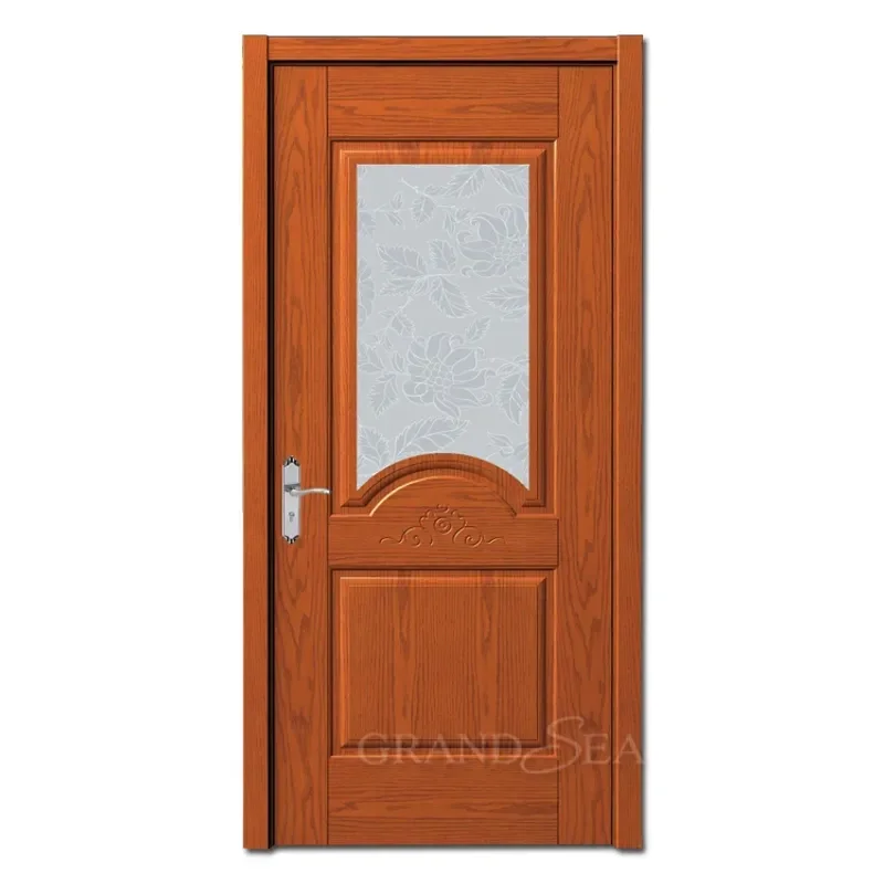 High Quality Top Manufacture Modern Style Oak Solid Wood Panel Door With Glass