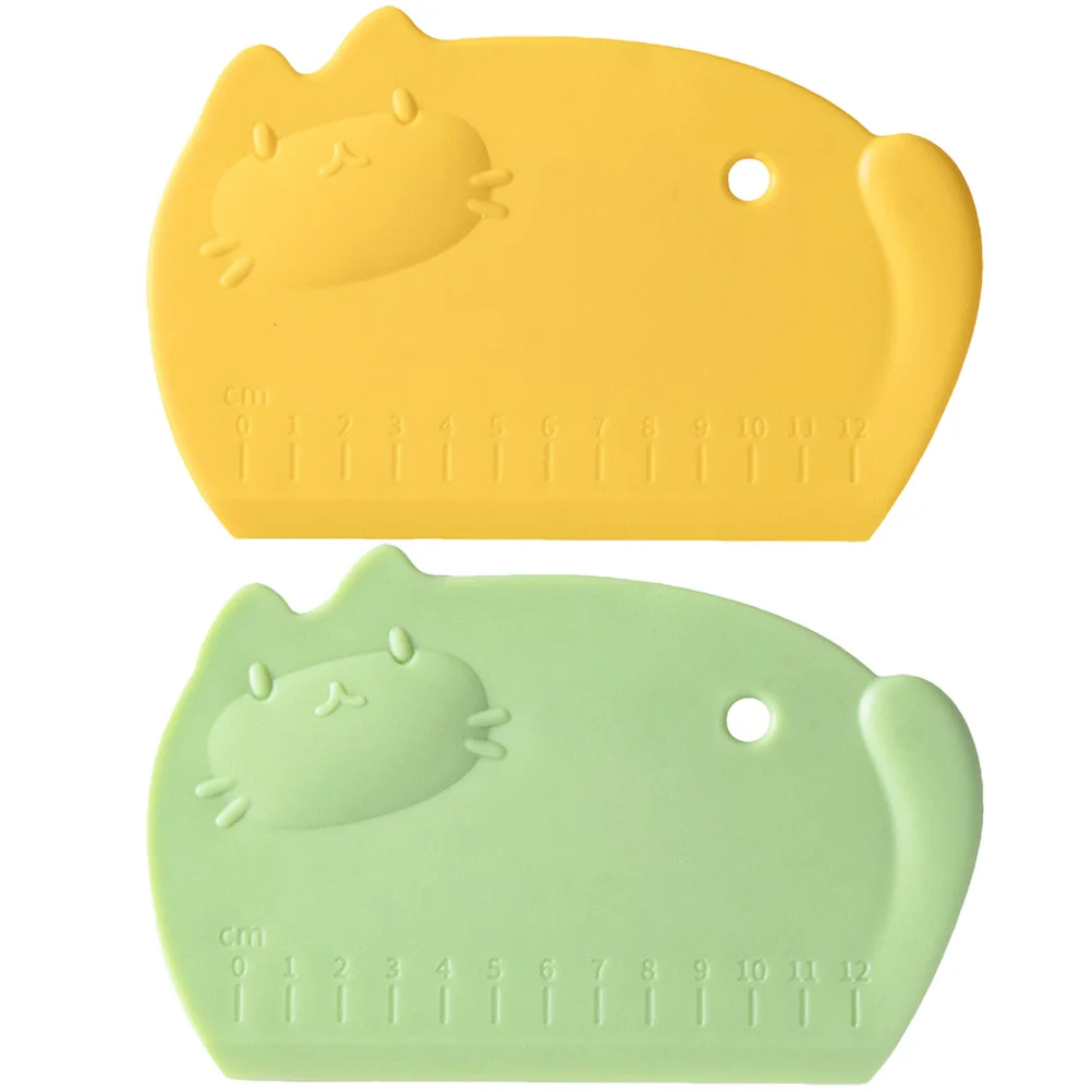 

2Pcs Silicone Dough Scraper Non-Stick Kitchen Food Cutter Multipurpose Dough Pastry Scraper Baking Supplies with Scale