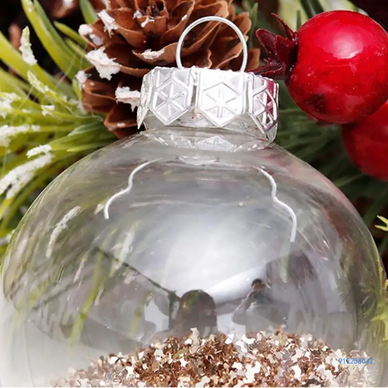 30 Uds. Bolas Navidad 6cm decoración colgante transparente dorado adorno árbol Navidad Envío Directo