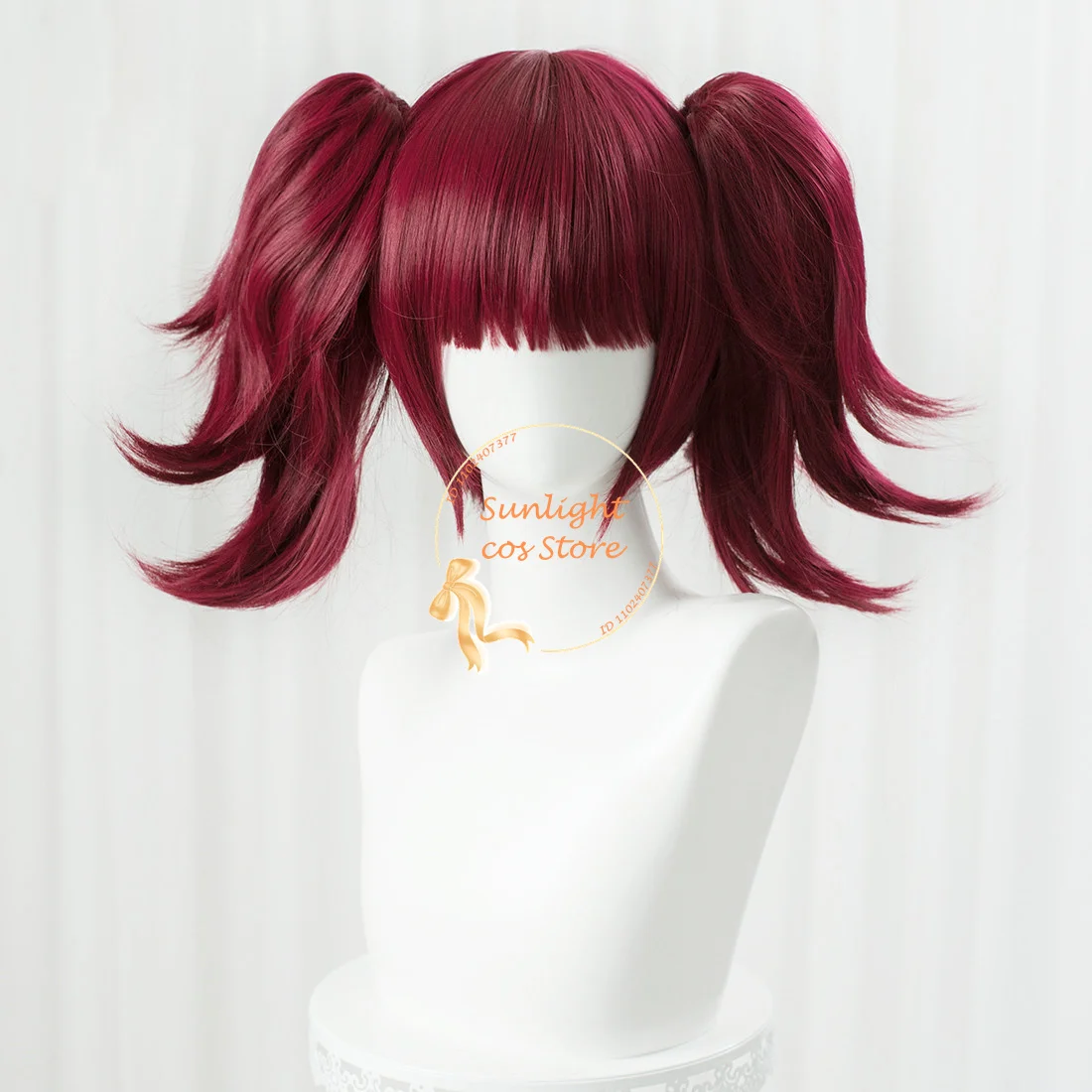 Anime Mey Rin Cosplay Wig 40cm Short Dark Red Wigs With Double Ponytail Clip Quality Rose Net Heat Resistant Synthetic Hair