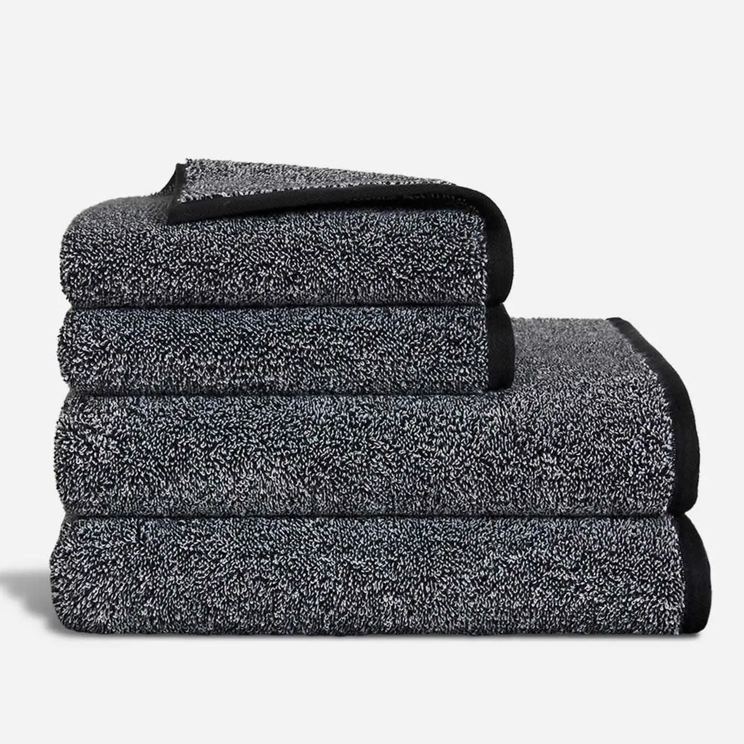 

Super-Plush Turkish Cotton Bath Towel Set - Set of 2 Bath Towels + 2 Hand Towels Marled Black 100% Turkish Cotton