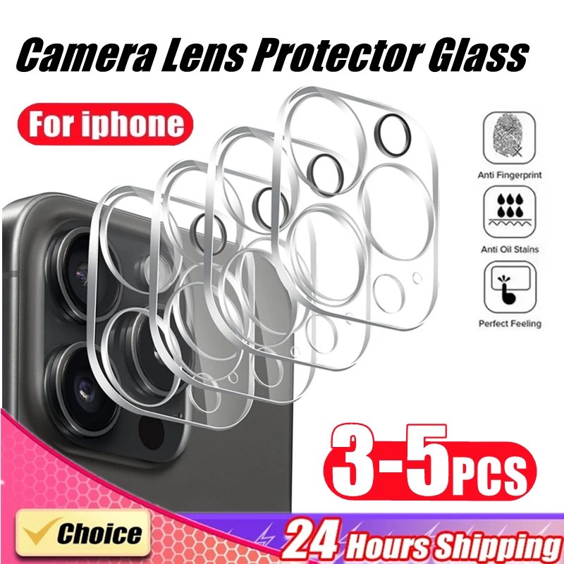 

3-5Pcs Clear Protective Glass for iPhone 16 15 14 13 12 11 Pro Camera Lens Protector for iPhone 11 Pro Max 16 E Pro Max