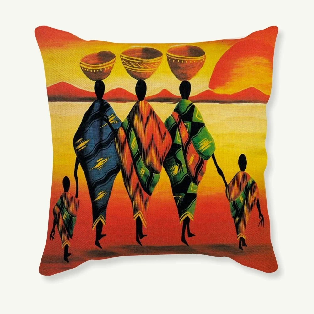 African Costume Clipart Throw Pillow 45x45 Africa Life Collection African Woman Pillowcase Sofa Car Decorative Cushion Cover