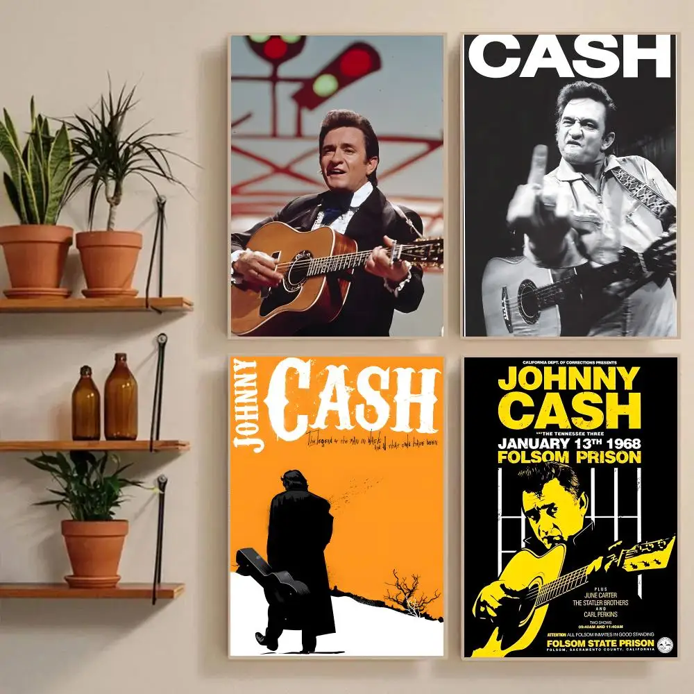 Singer J-Johnny Cash Poster Waterproof Wall Art Sticker For Bar Living Room Vintage Room Decor High Quality Print Gift