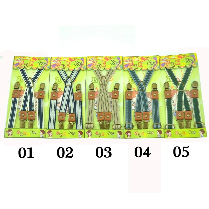 موضة 5 تصميم مخطط مزيج جيد 4 مقاطع الأطفال أطفال الحمالات للجنسين كليب على الأقواس مطاطا سليم الحمالات الأولاد الرباط حزام #1