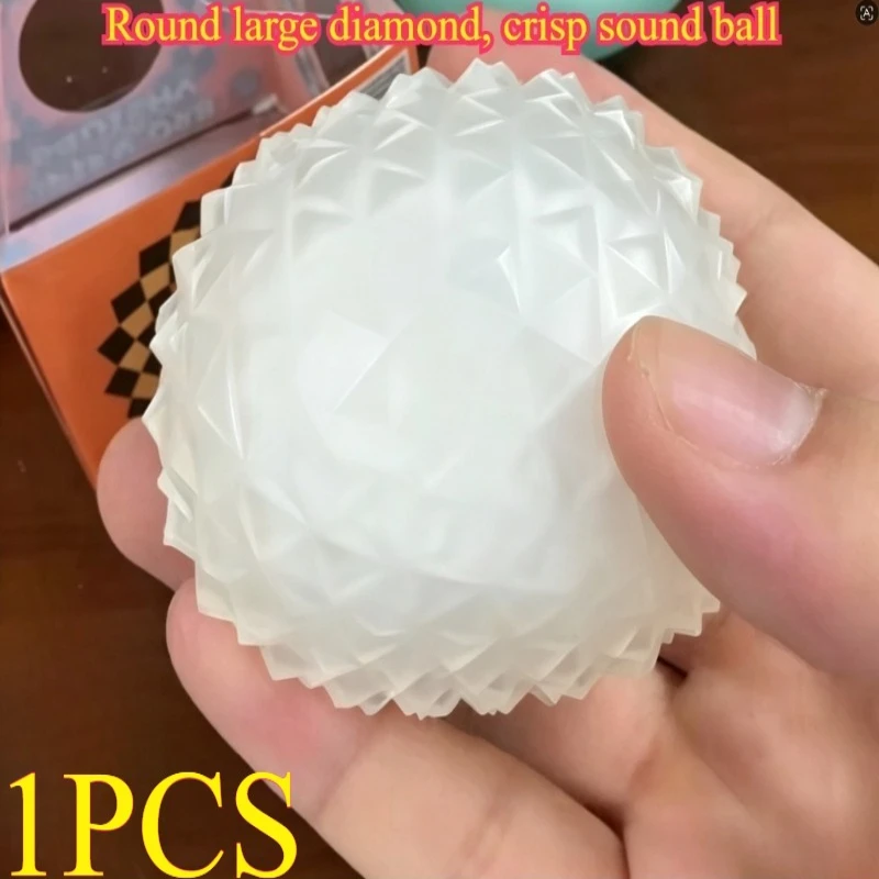 Oversized Diamond Stress Relief Ball, Block Filled Squeeze Toy with Crisp ASMR Sound, Soft Touch Decompression Gift for Adults