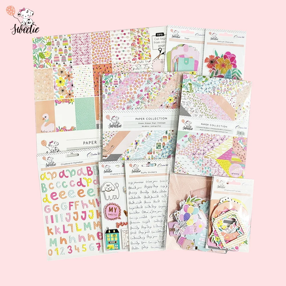 Creative Path 9-teiliges Sweetie DIY Bastelset Dekorative Papier- und Kartonrahmen-Aufkleber Stanzformen Journaling Scrapbooking Komplettset – Detail 1
