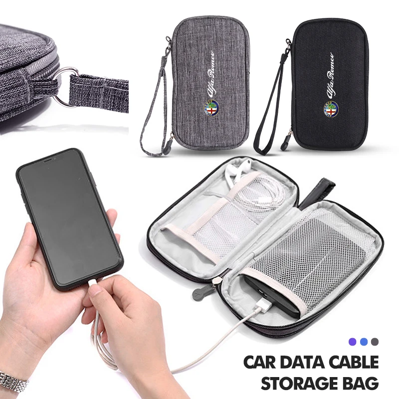 carregador-de-carro-cabo-dados-usb-saco-fones-de-ouvido-saco-armazenamento-viagem-para-alfa-romeo-giulietta-gt-159-147-156-mito-brera-giulia-aranha-f1
