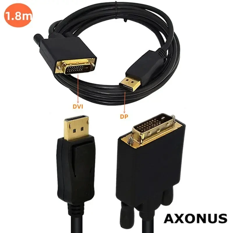 1.8m DisplayPort To VGA 15 Pin/DVI (24+1) Adapter Converter Cable - DP To VGA DVI Adapter Cable 1920x1200-Black