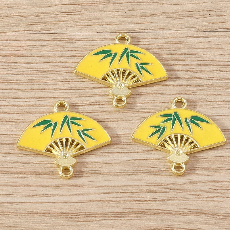 Tusember 20 Stück modische Doppelloch-Emaille-Blumen-Fächer-Anhänger für die Herstellung von DIY-Halsketten, Ohrringen und Schmuckzubehör – Detail 6
