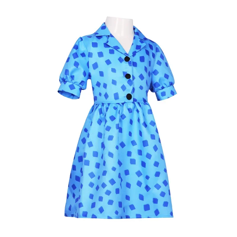 Mastida cosplay Roald dahl's mastida the musical cosplay costume blue print dress Halloween cos costumes for kids girls