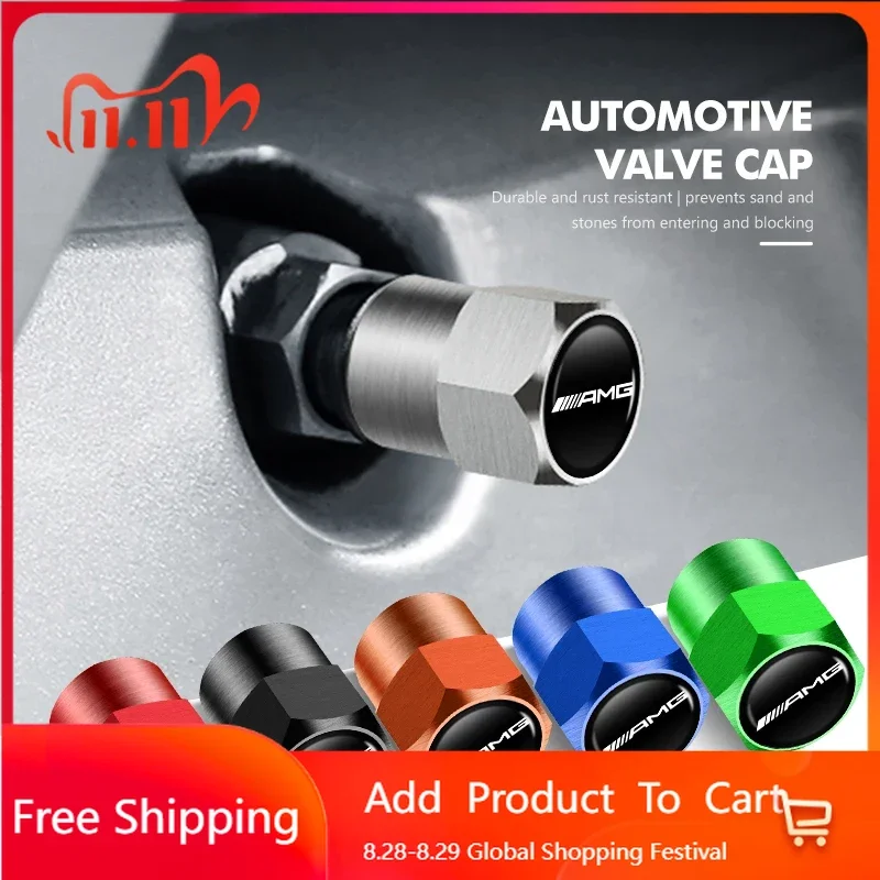 لبنز AMG لمرسيدس بنز الألومنيوم سيارة عجلة الاطارات صمام قبعات يغطي الغبار مقاوم للماء AMG A B C E S G الفئة W201 W210 W108 #1