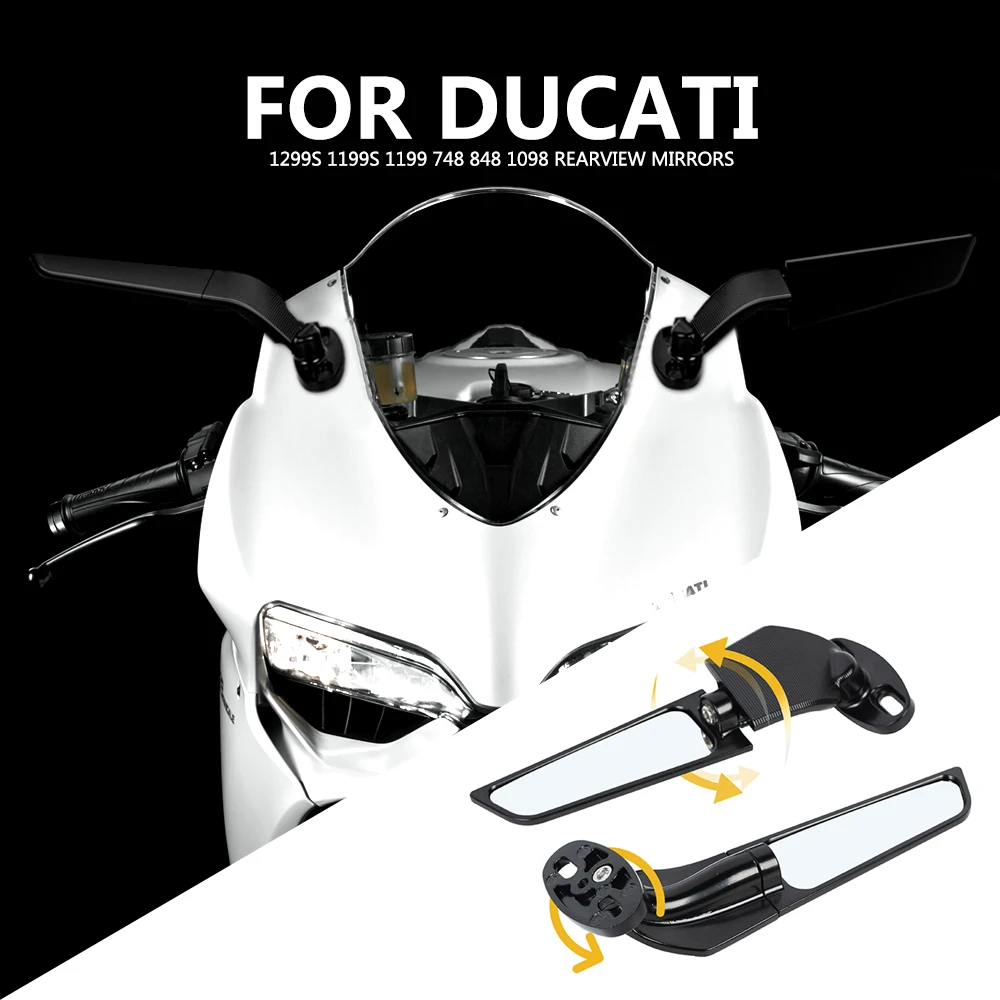 

Modified Motorcycle Rearview Mirrors Wind Wing Adjustable Rotating Side For DUCATI 1299S 1199S 1199 748 848 1098