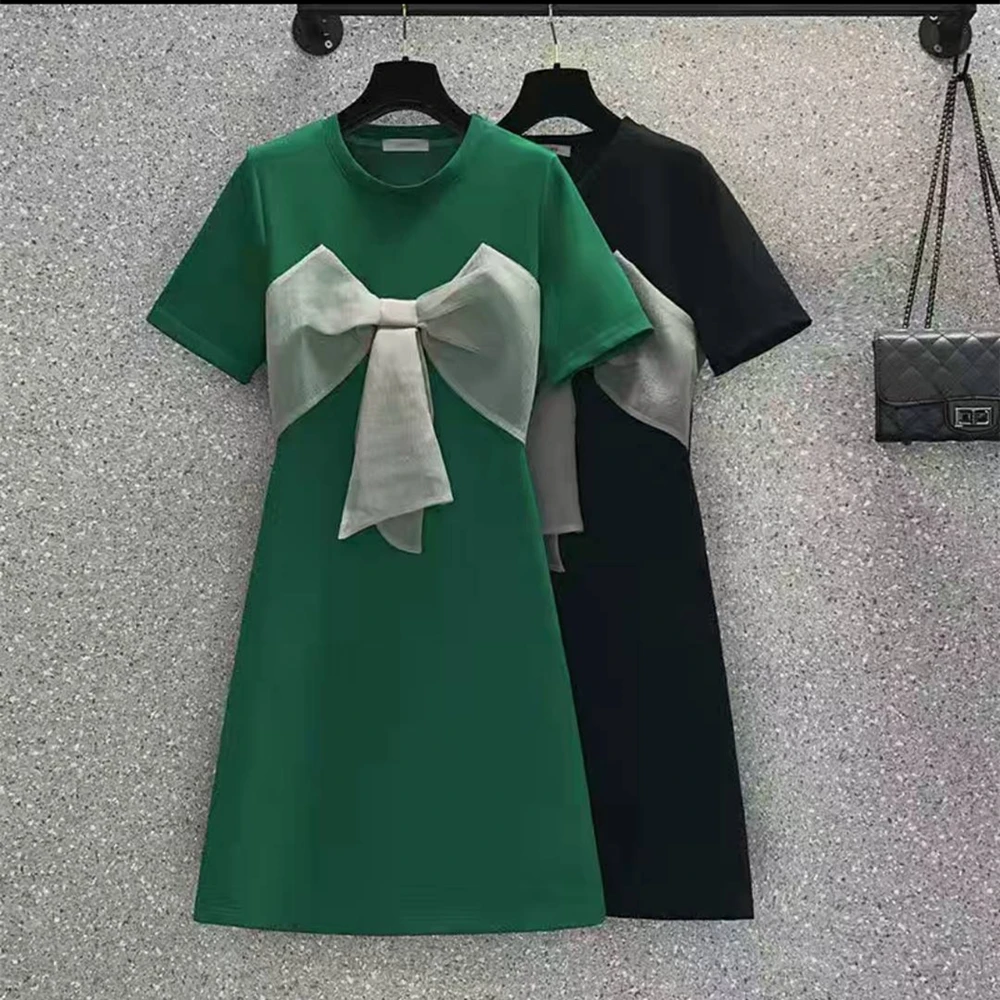 Women's Ladies Summer New 40-100kg Dress Women's Cute Slimming Mesh Bow Dress Fashion Ladies Hot Summer Love Dresses