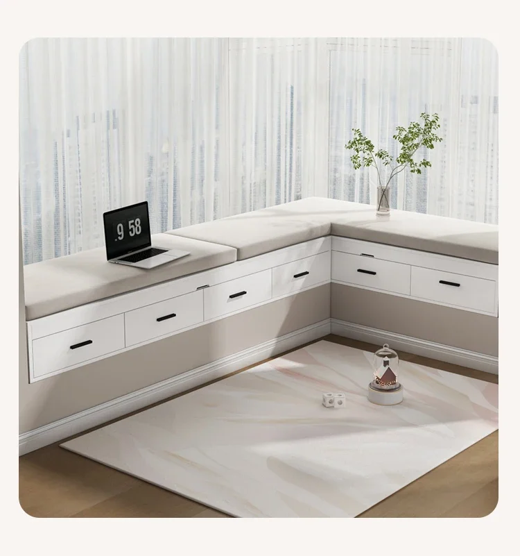 Premium Solid wood balcony   bay window storage  window sill  drawer  custom long strip pull-out floor  tatami low cabinet