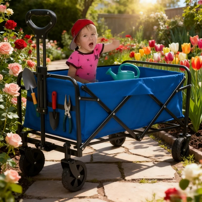 

Multifunctional folding outdoor garden trolley, 650 lbs load capacity, suitable for beach, lawn, camping, Christmas gift