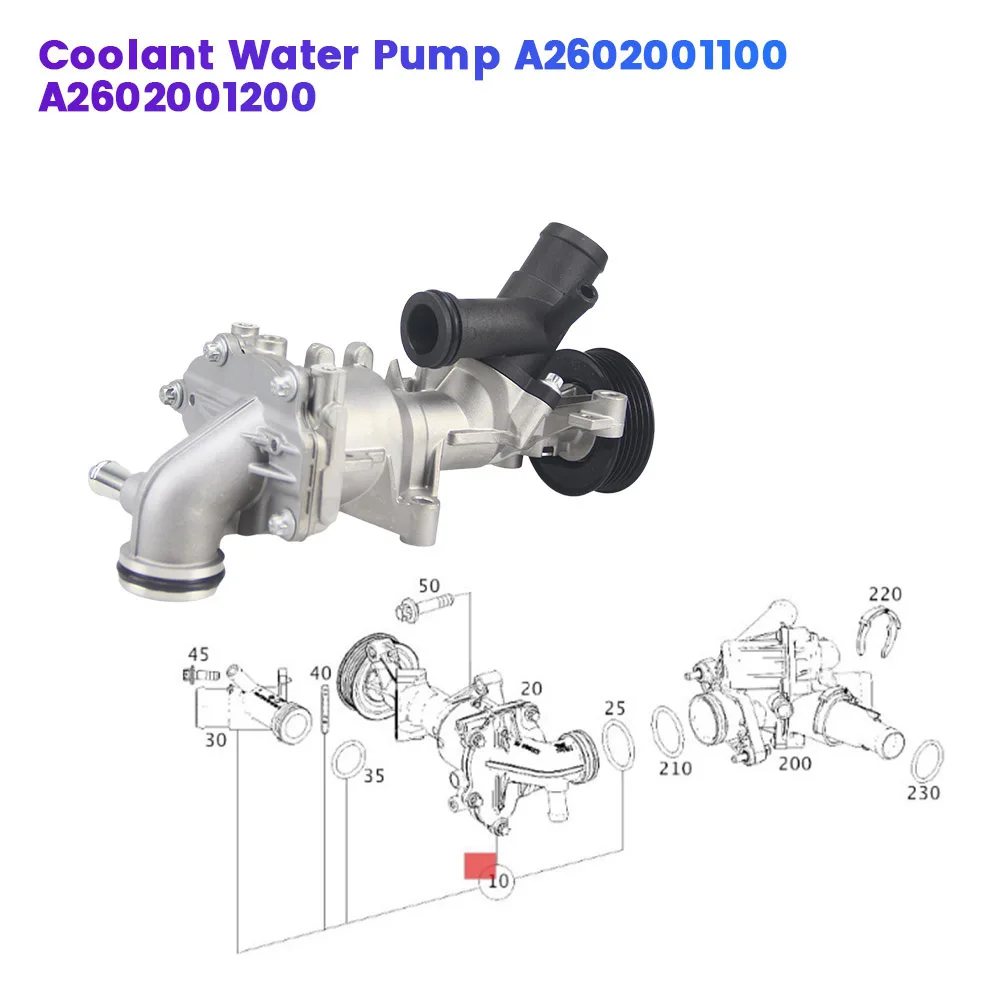 

Car Engine Coolant Water Pump A2602001100 For Mercedes Benz A-Class W177 C118 V177 W247 GLA250 GLA35 AMG A2602001200