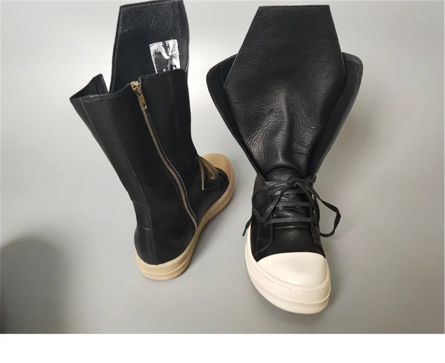 Botas de hip hop de rua alta ao ar livre de língua longa Rric de couro real de fábrica artesanal