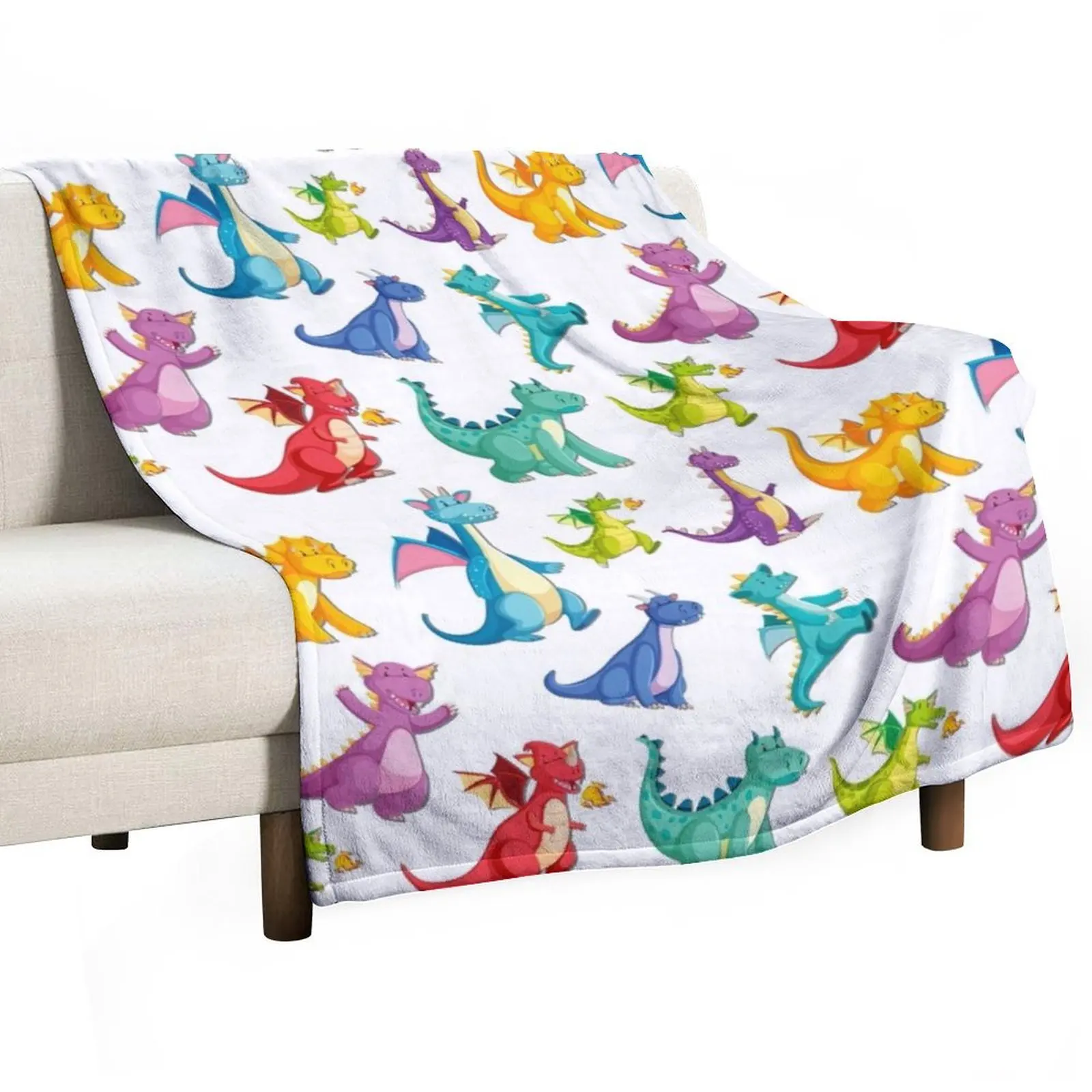 

Dragon Fire Pattern Throw Blanket Cute Plaid Furrys Furry Blankets