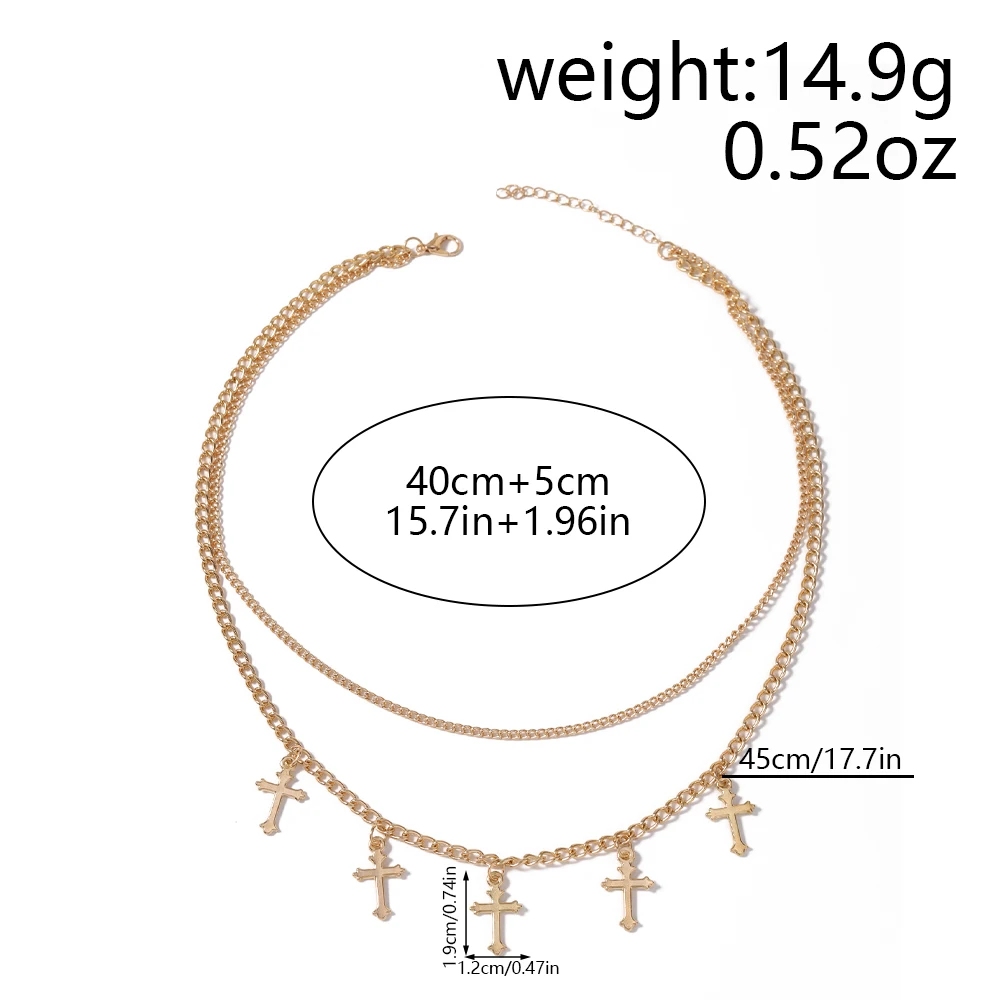 Aihua Gothic Goldfarben Kreuz-Anhänger Halskette für Frauen Choker Punk Metall Kurze Schlüsselbeinkette Schmuck Y2K Accessoires – Detail 9