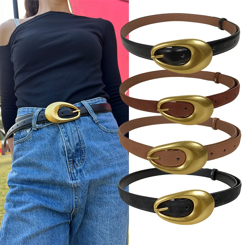 Fashion Real leather belt For Women Deer High Quality Elegant bussiness Women's Belt Female Western Cowgirl Belt Golden Bucket