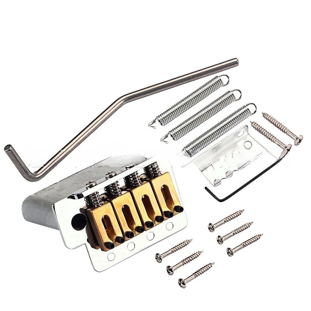 4 String Single Tremolo Bridge System Brass Saddle Tremolo Unit with Mounting Hardware for Electric Guitar Repair
