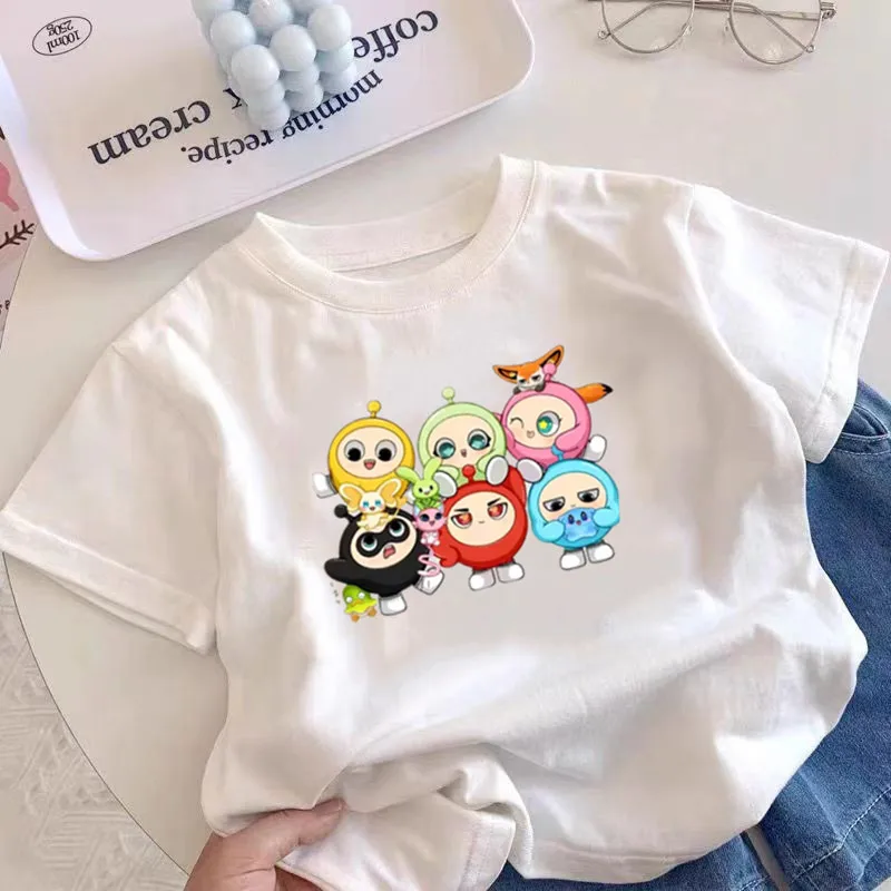 

Cartoon Egg Boy Party Six Egg Boy Pure Cotton Boys and Girls Short Sleeve T-shirt Summer Children Baby Half Sleeve Top Clothes
